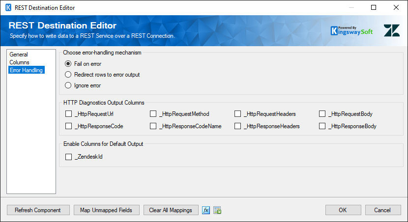 SSIS Zendesk REST Destination - Error Handling